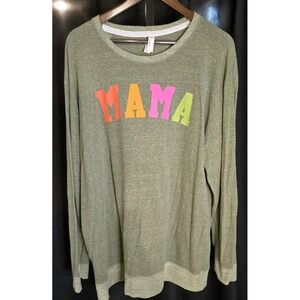 MAMA Green Jersey Knit Thin Sweatshirt w/Elbow Patches‎ Brand L.A.T. Women's 2XL